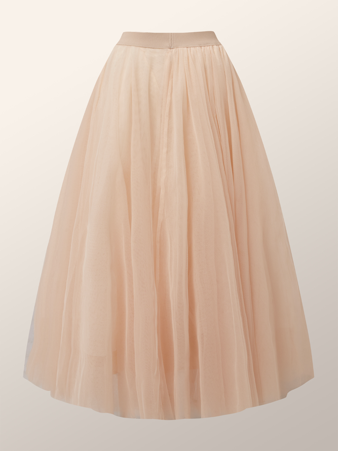 Loose Ultra lightweight Elegant Plain Midi Skirt