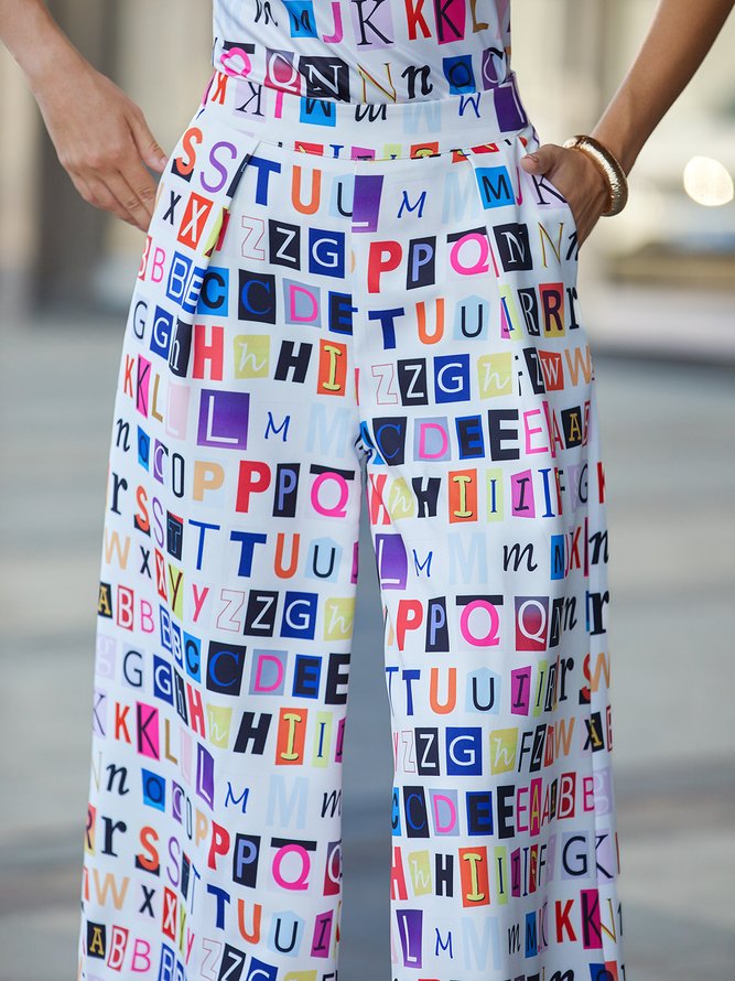Daily Text Letters Urban Regular Fit Fashion Pants