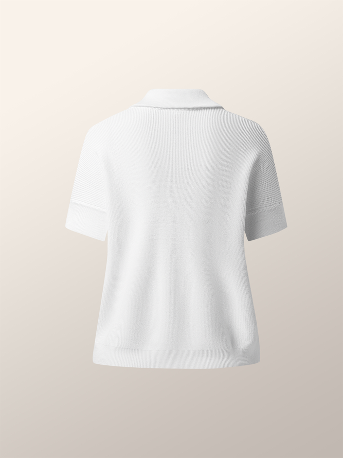 Micro-Elasticity Urban Loose Shirt Collar Short sleeve Sweater