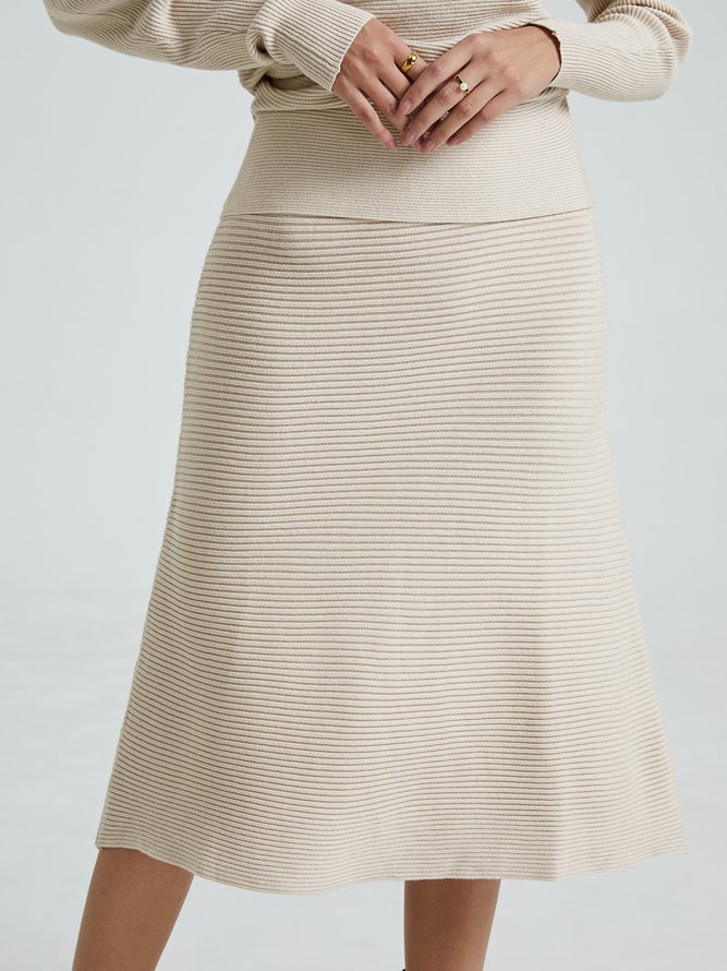 Elegant Plain Regular Fit Mid Waist Skirt