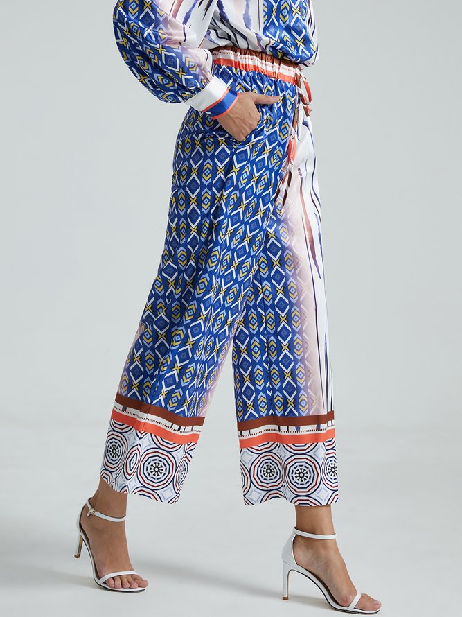 Loose Abstract Graphic Vacation Pants