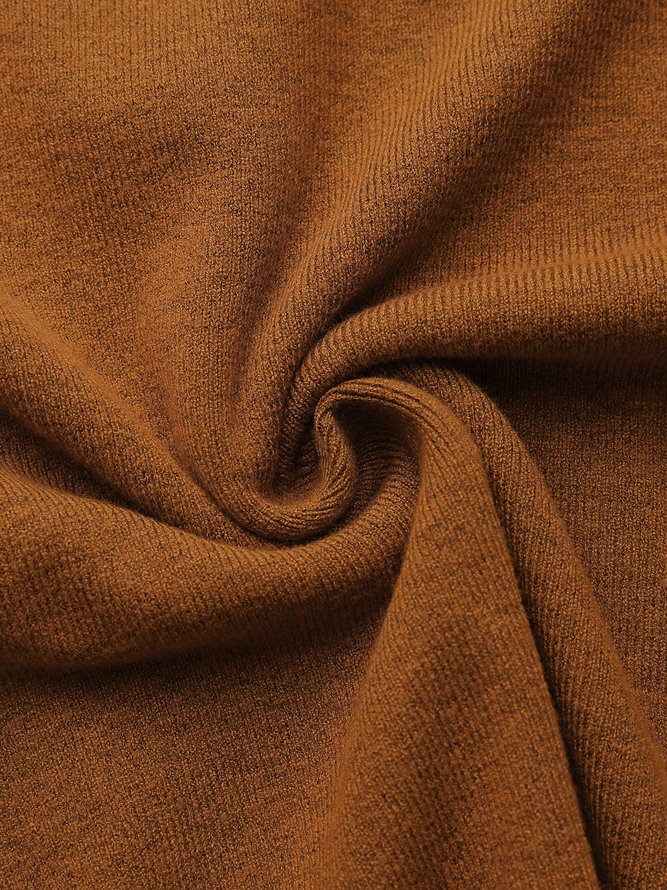 High Elasticity Urban Half Turtleneck Three Quarter Sleeve Plain Loose Sweater