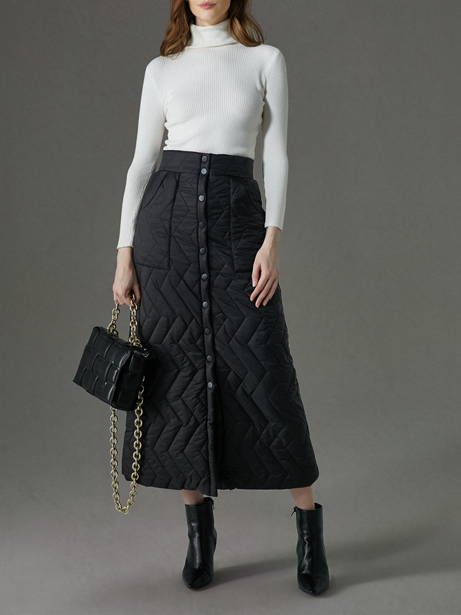 Urban Regular Fit Plain Pocket Stitching Skirt