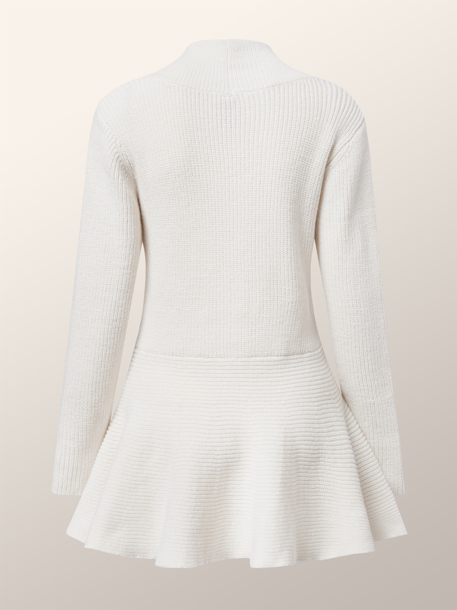 High Elasticity Regular Fit Elegant Plain V Neck Long Sleeve Sweater