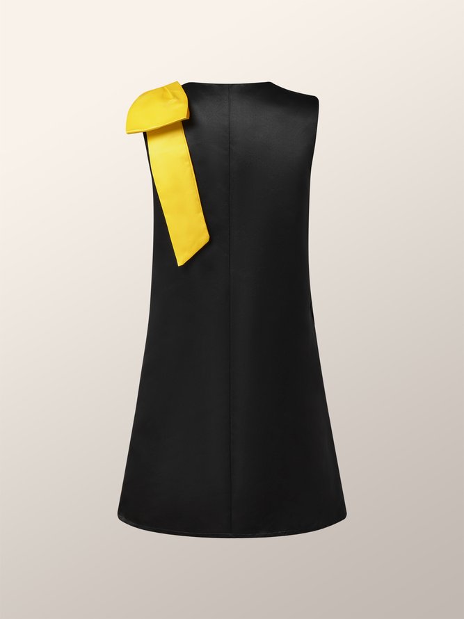 Elegant Solid Regular Fit Sleeveless Mini Dress