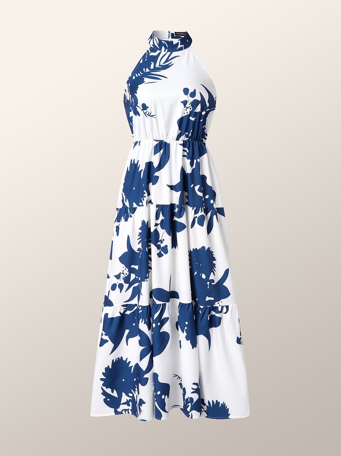 Halter Vacation Sleeveless Floral printed Dress