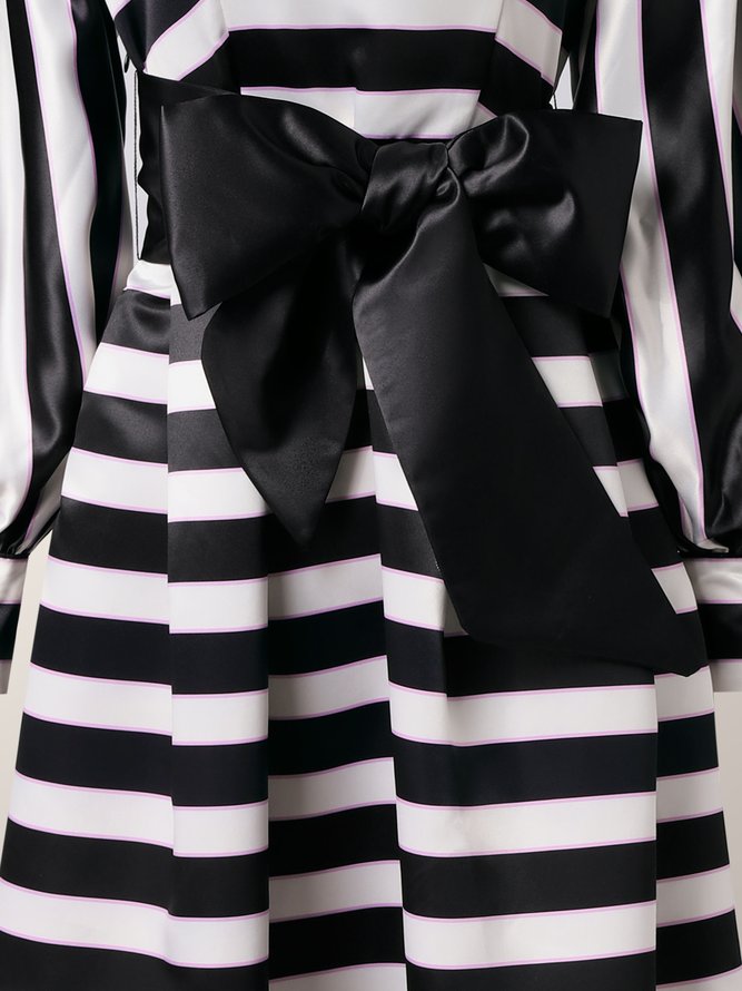 Urban Stand Collar Fit Striped Maxi Dress