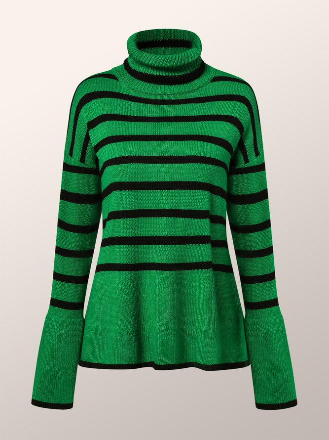 Turtleneck Casual Striped Long Sleeve Sweater