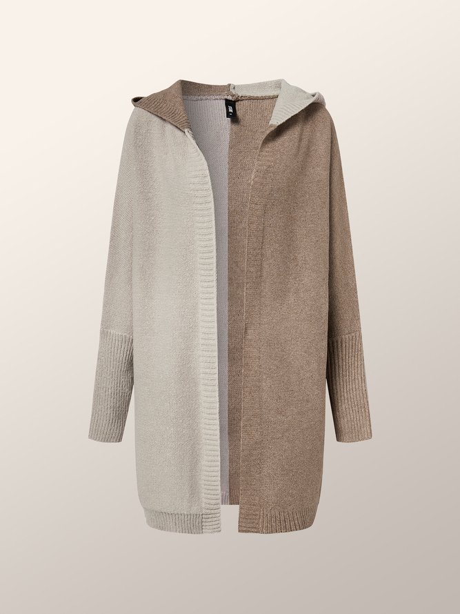 Color Block Casual Long Sleeve Loosen Sweater Coat