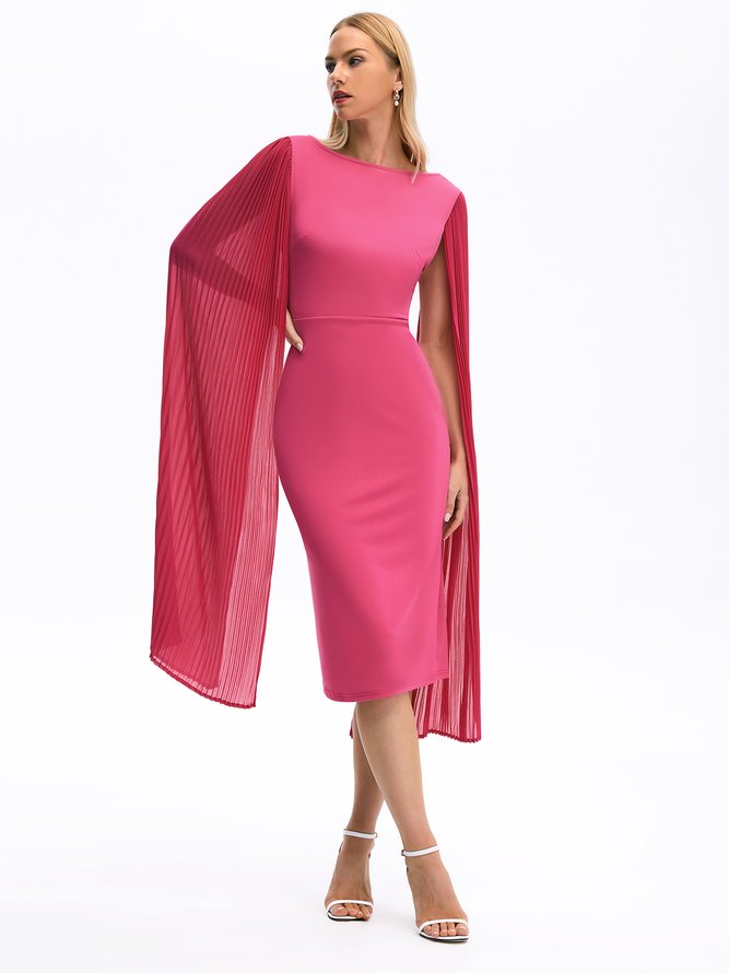 Solid Elegant Skinny Boat Neck Knit Dress stylewe