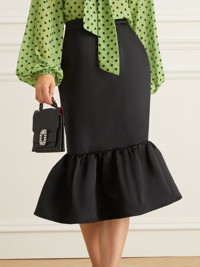 Elegant Plain Regular Fit Midi Skirt