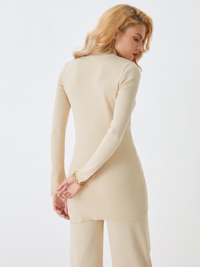 High Elasticity Stand Collar Long sleeve Regular Fit Plain Sweater