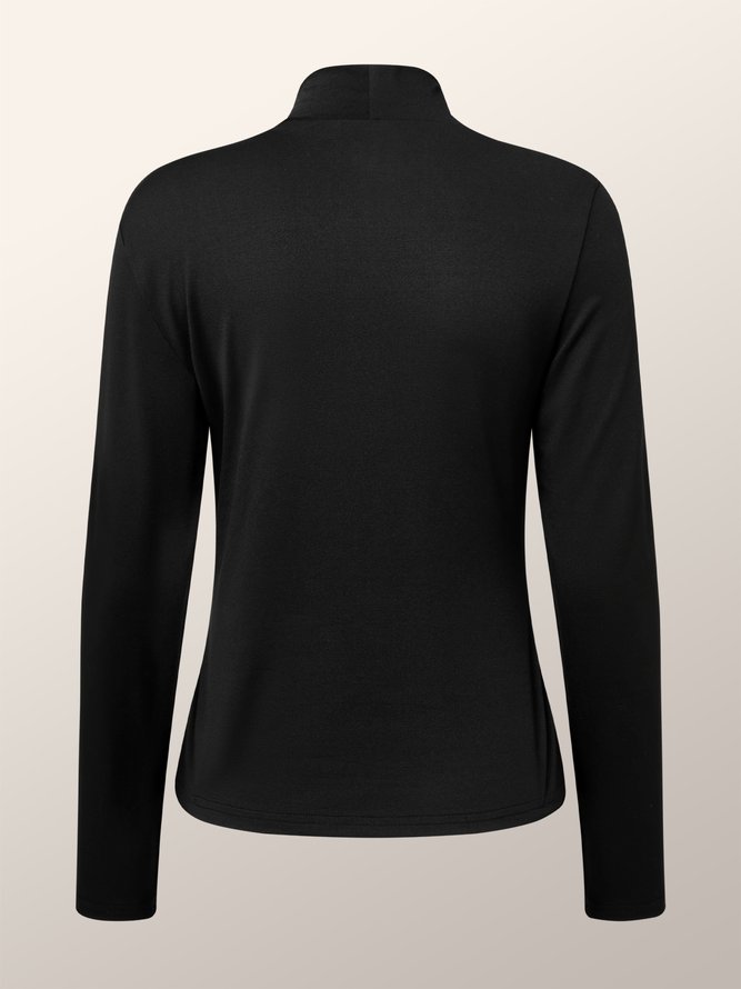 High Elasticity Plain Asymmetrical Long sleeve Regular Fit T-Shirt
