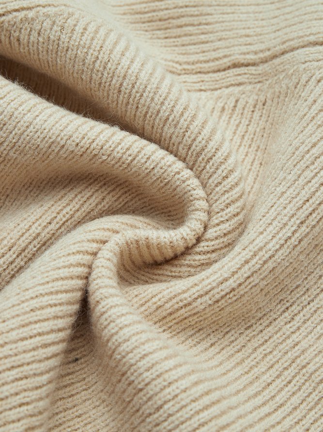 Simple Loose Plain Long Sleeve Sweater