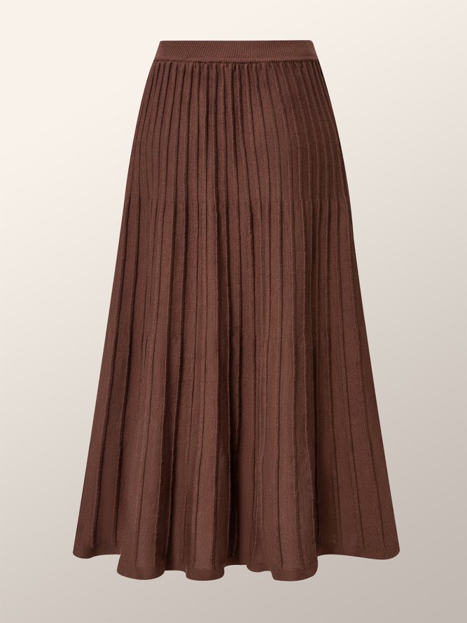 Elegant Pleated Plain Sweater Skirt