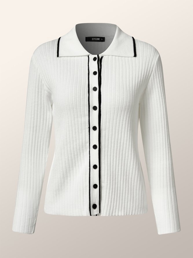 High Elasticity Regular Fit Color Block Long sleeve Elegant Sweater