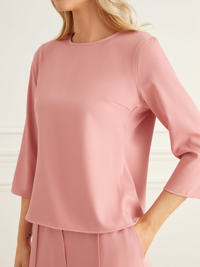 Daily Crew Neck Loose Simple Plain Top