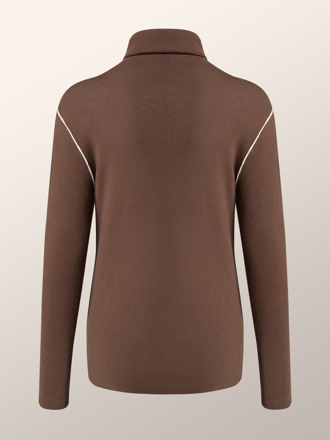 Tight High Elasticity Long sleeve Turtleneck Plain Sweater