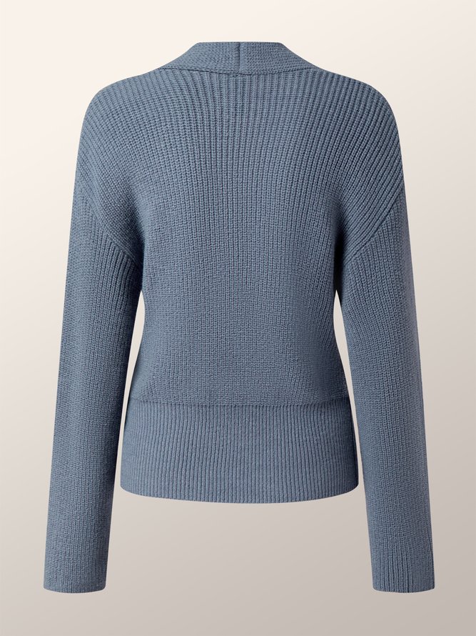 Cross Neck Long sleeve Regular Fit Simple  Sweater