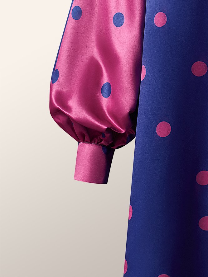 Urban Long Sleeve Polka Dots Loose Mini Dress