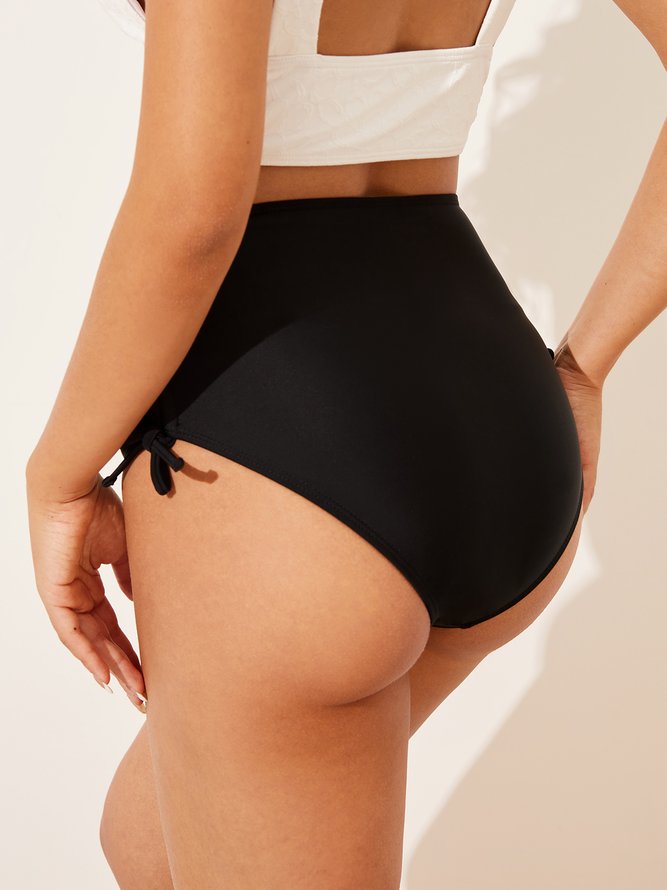 Casual Plain Drawstring Bikini Bottom