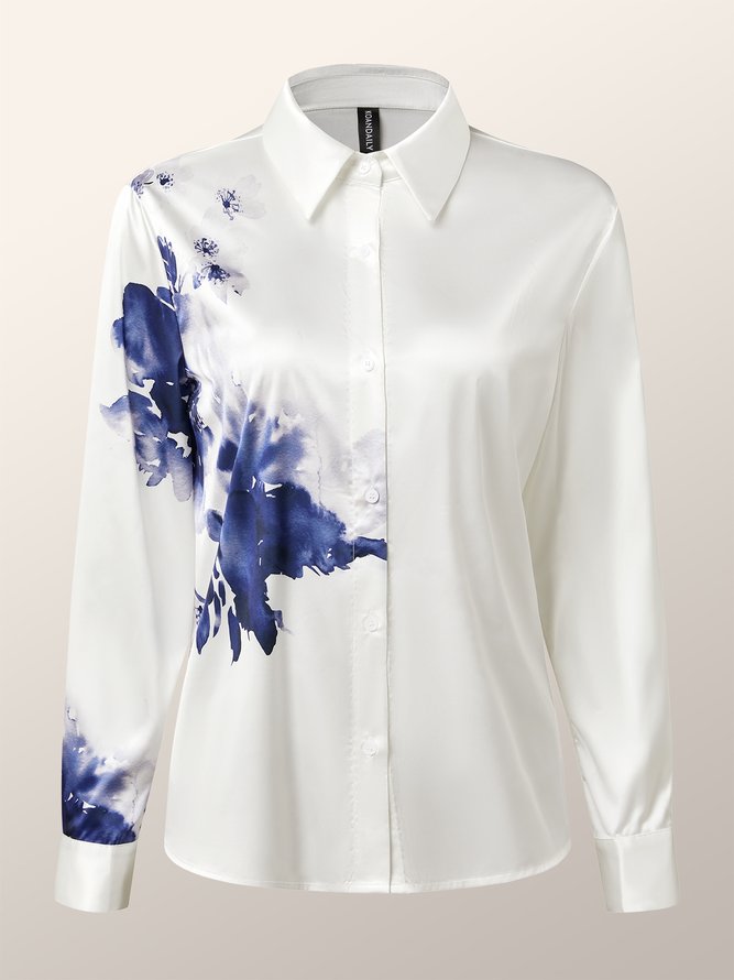 Elegant Floral Printed Long Sleeve Blouse