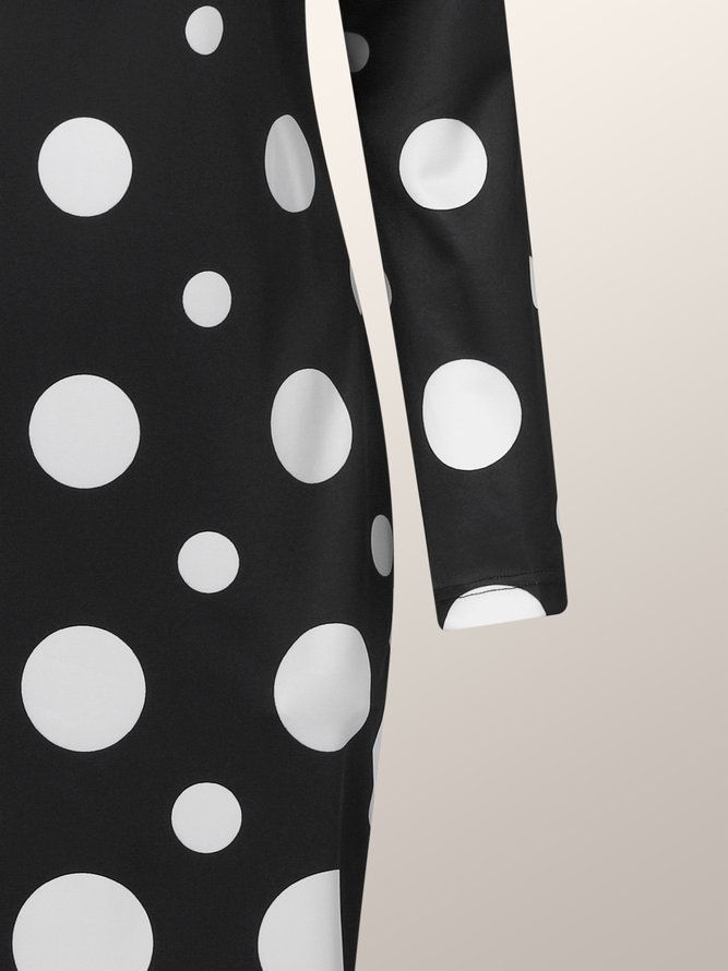 Tight Elegant Polka Dots Long Sleeve Maxi Dress
