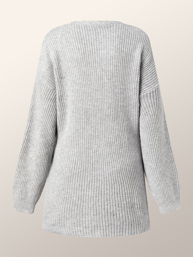 High Elasticity Loose V neck Long sleeve Sweater Coat