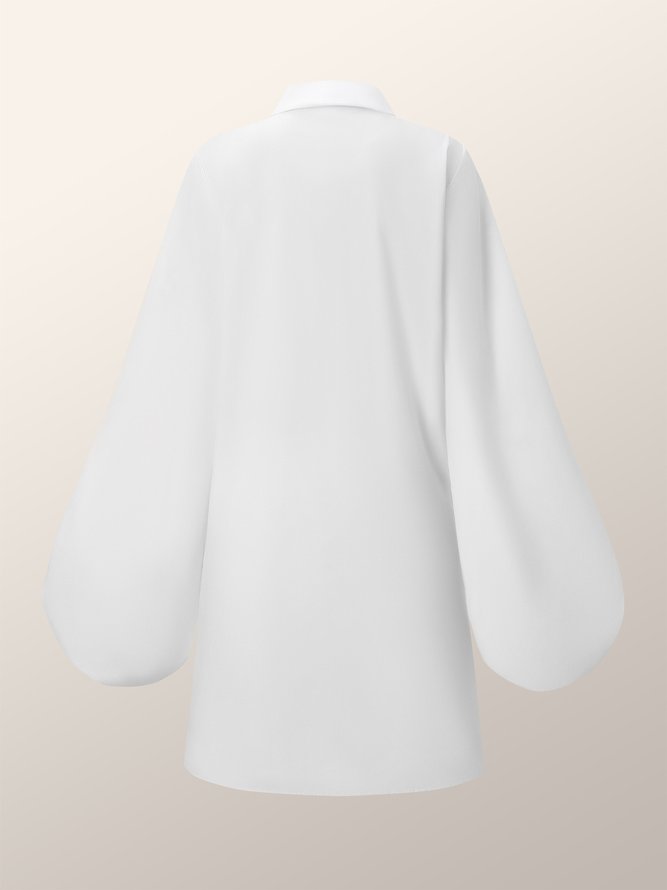 Autumn H-Line Long sleeve Shirt Collar Loose Plain Daily Dresses