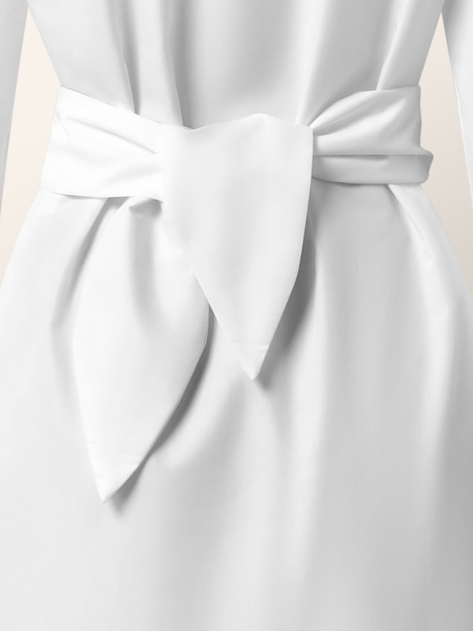Urban Knot Front Long Sleeve  Plain Shirt Dress