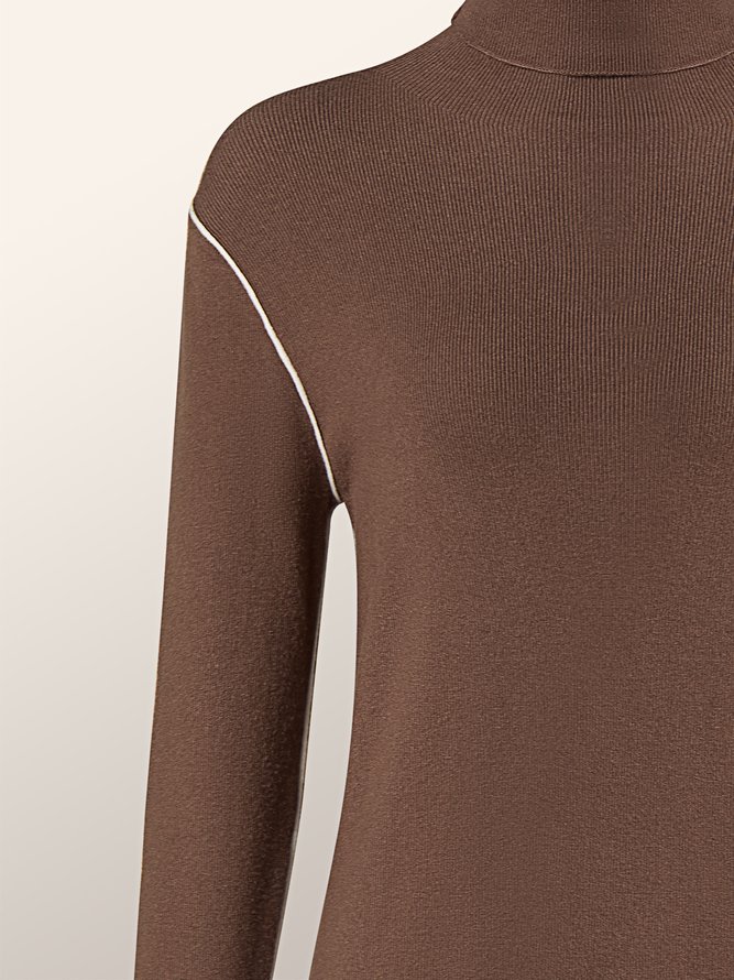 Tight High Elasticity Long sleeve Turtleneck Plain Sweater