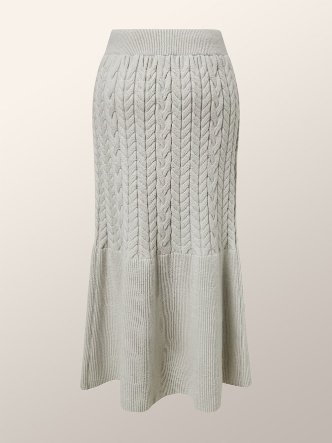 Plain Casual Regular Fit Midi Skirt