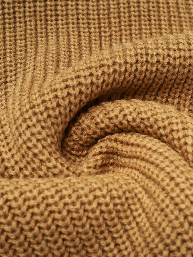 Color Block Turtleneck Simple Long sleeve Sweater Coat