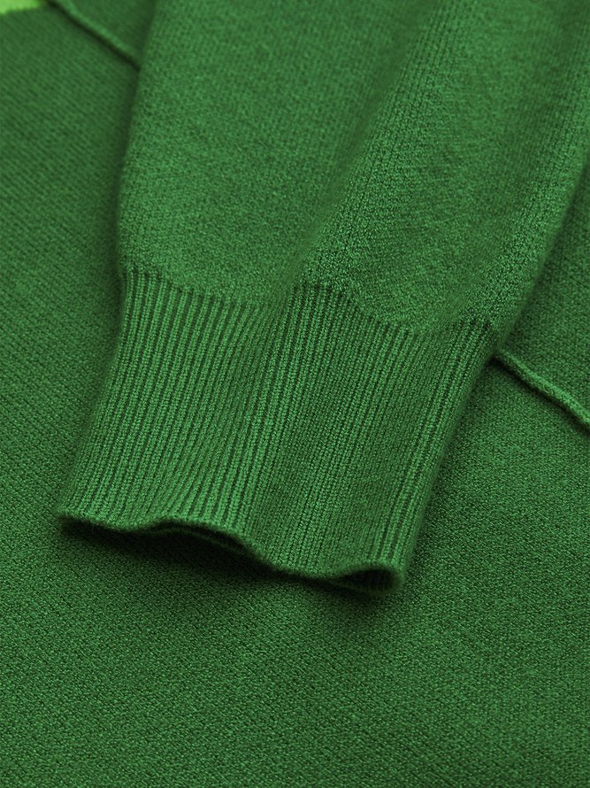 Long sleeve Color Block Turtleneck Sweater