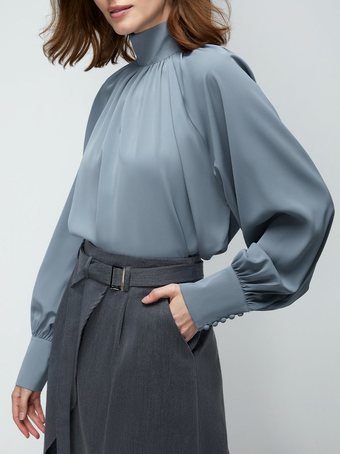 Shift Long Sleeve Turtleneck Solid Lady Top