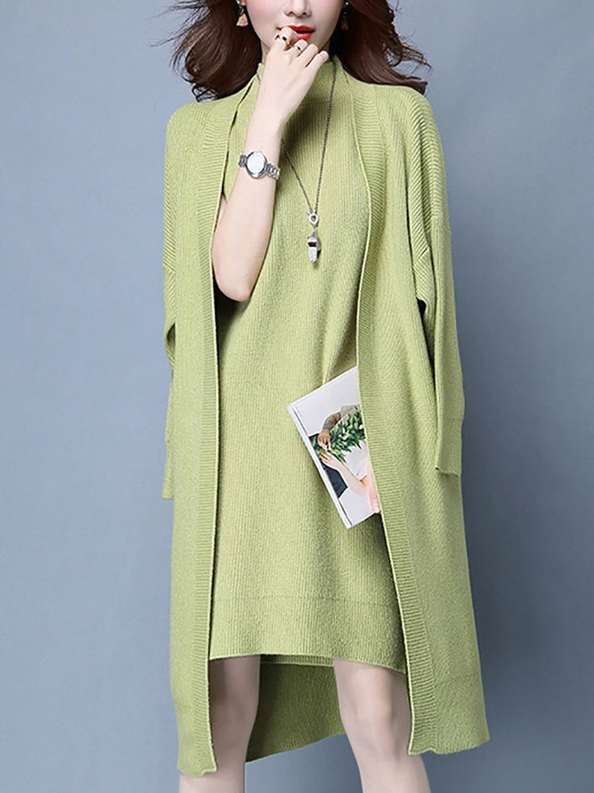 Two Piece Knitted Dress With Coat Two-Piece Set
