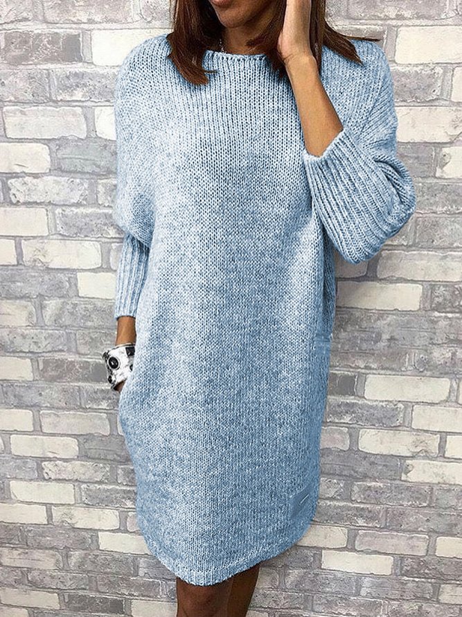 Women Caftan Pockets Shift Casual Knitted Dresses