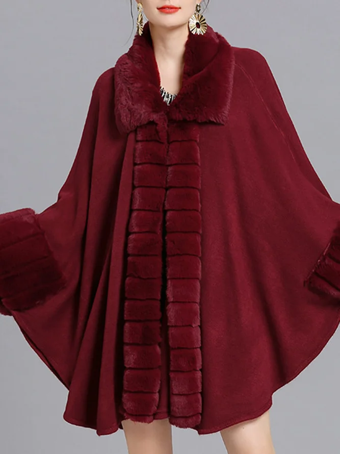 Fluffy Solid Elegant Poncho and Cape | stylewe