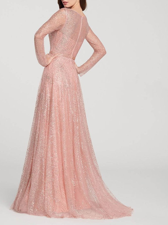 Shimmer ALine Evening Elegant Maxi Dress stylewe