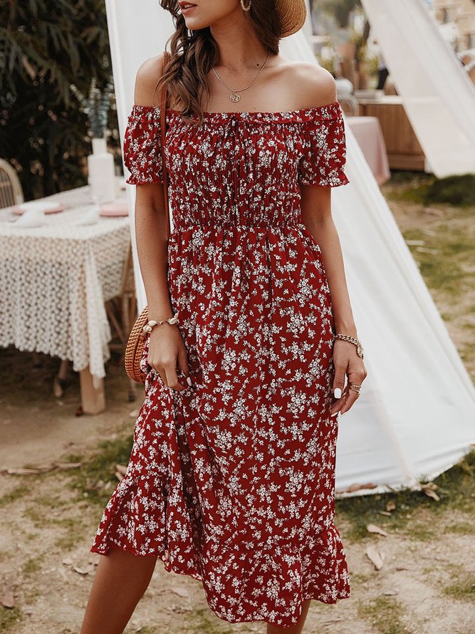 Floral-prints Holiday Beach Midi Dress