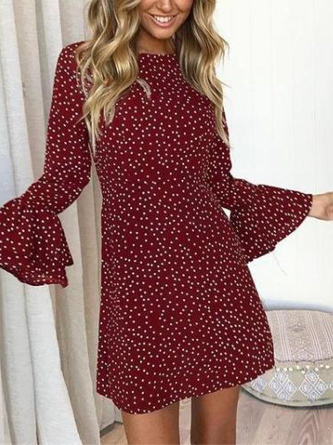Daily Polka Dots Long Sleeve Mini Dress