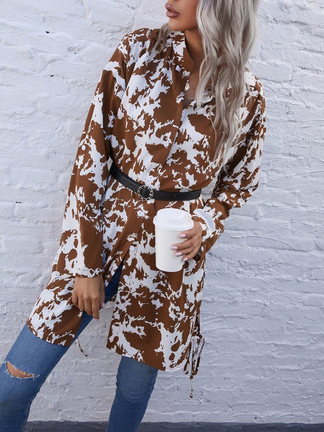 Casual Floral Shift Long Sleeve Blouse