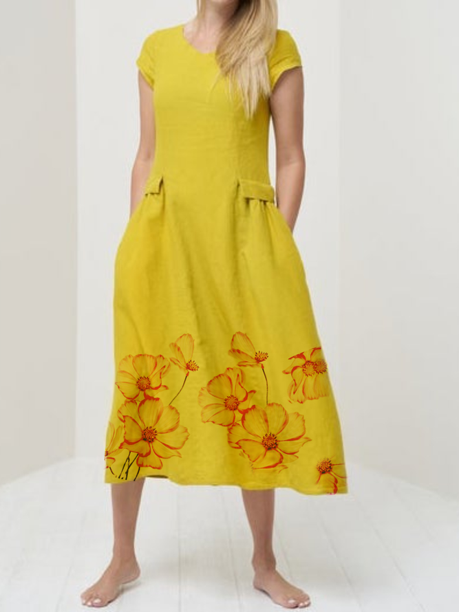 Holiday Floral Date Lady Midi Dress
