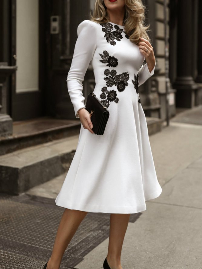 Long Sleeve Floral Midi Dress | Dresses | Stylewe Casual Dresses Long ...