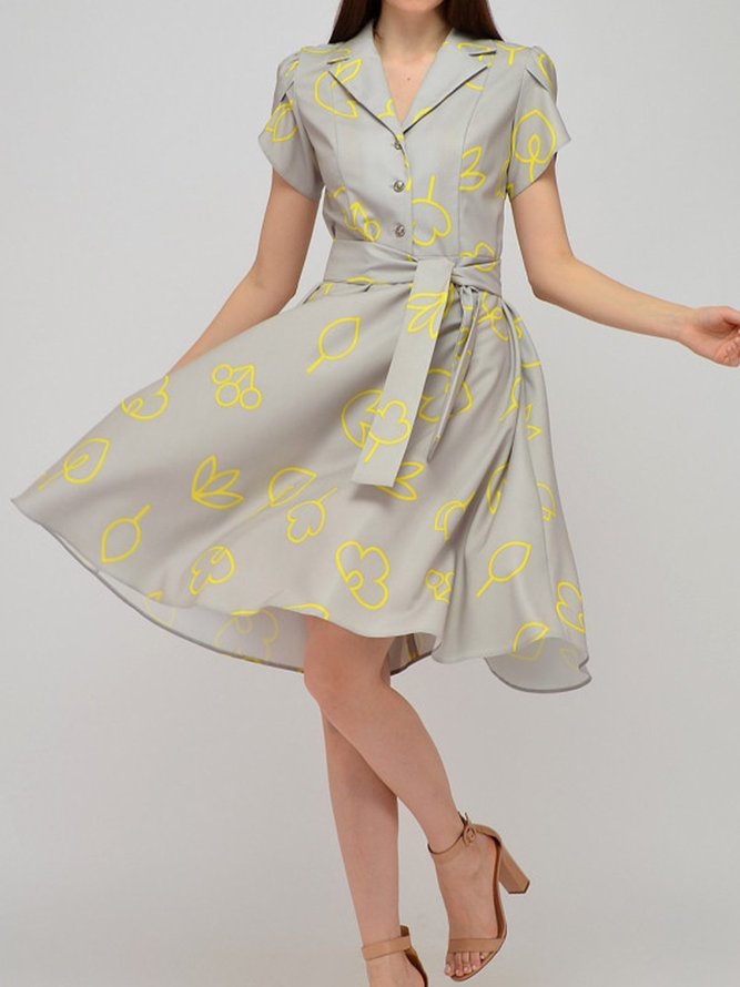 Short Sleeve A-Line Plain Mini Dress