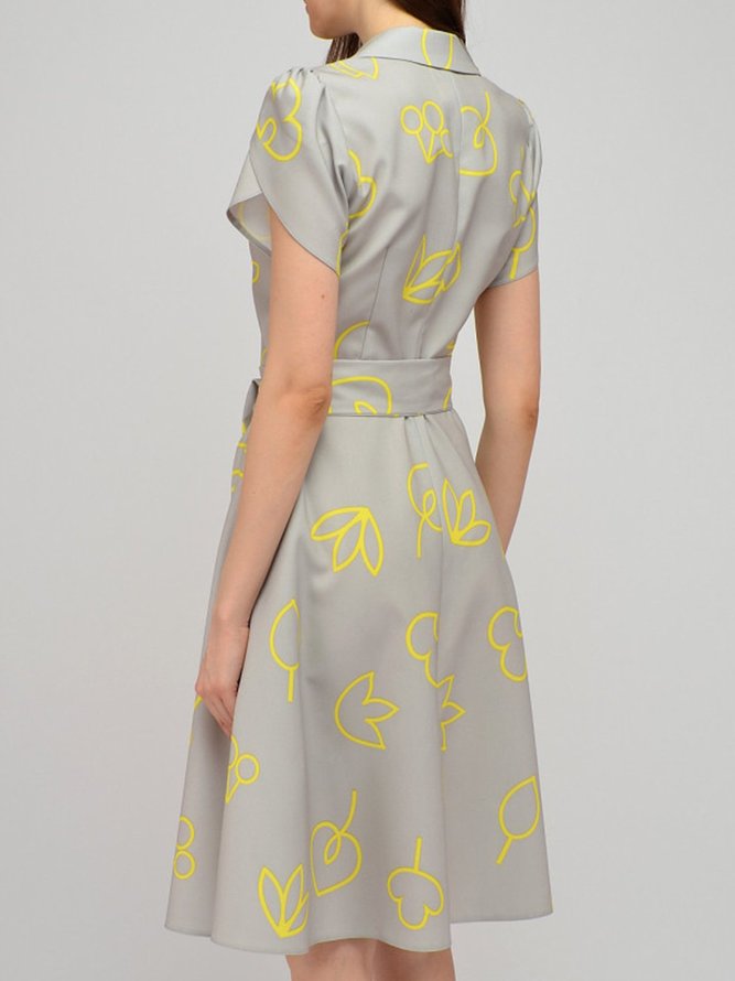 Short Sleeve A-Line Plain Mini Dress