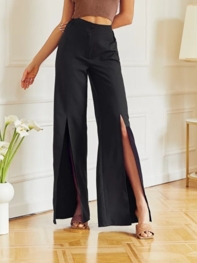 Slit Elegant  A-Line Wide Leg Pants
