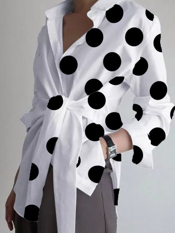 Long Sleeve Elegant Shirt Collar Paneled Blouse stylewe