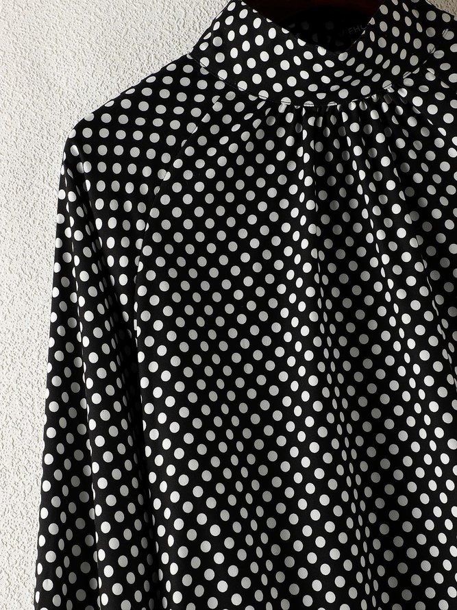 Turtleneck Shift Formal Vintage Polka Dots Mini Dress