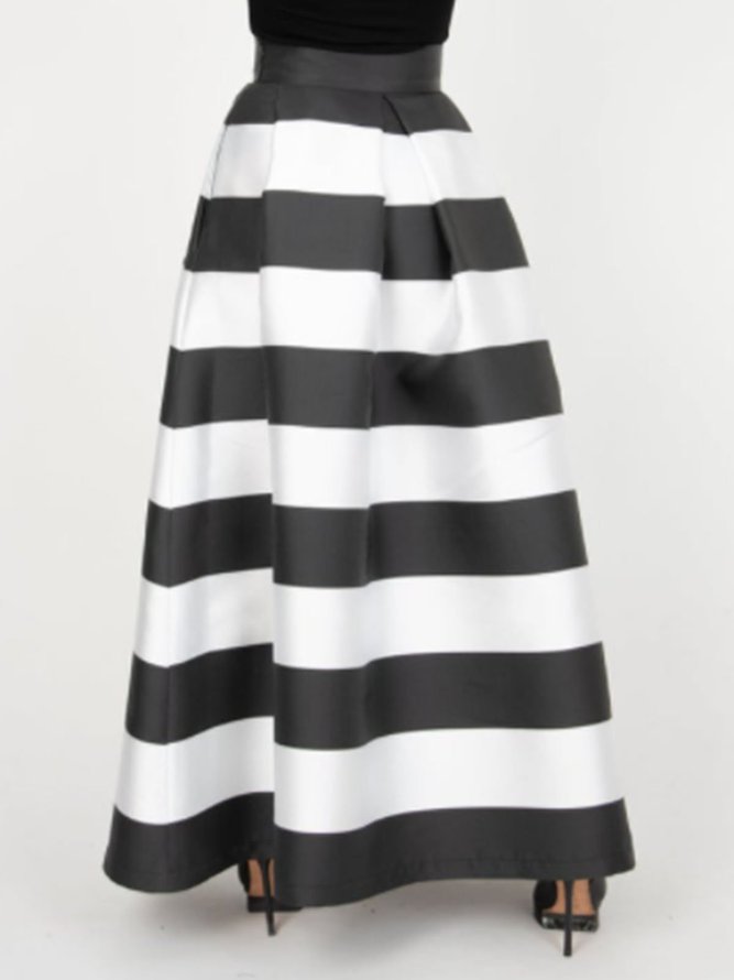 Elegant Striped A-Line Skirt
